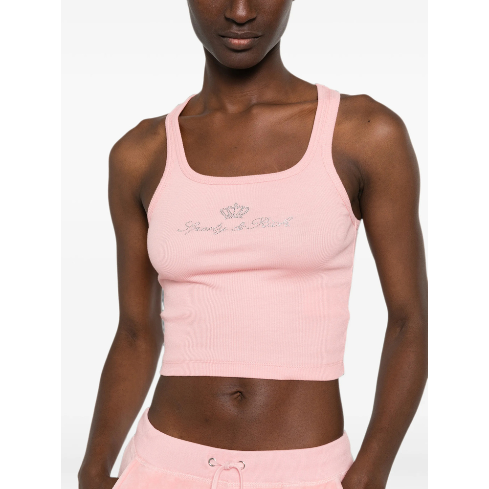 Juicy Rhinestone-Embellished Cropped Tank Top