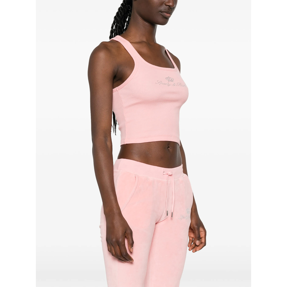 Juicy Rhinestone-Embellished Cropped Tank Top