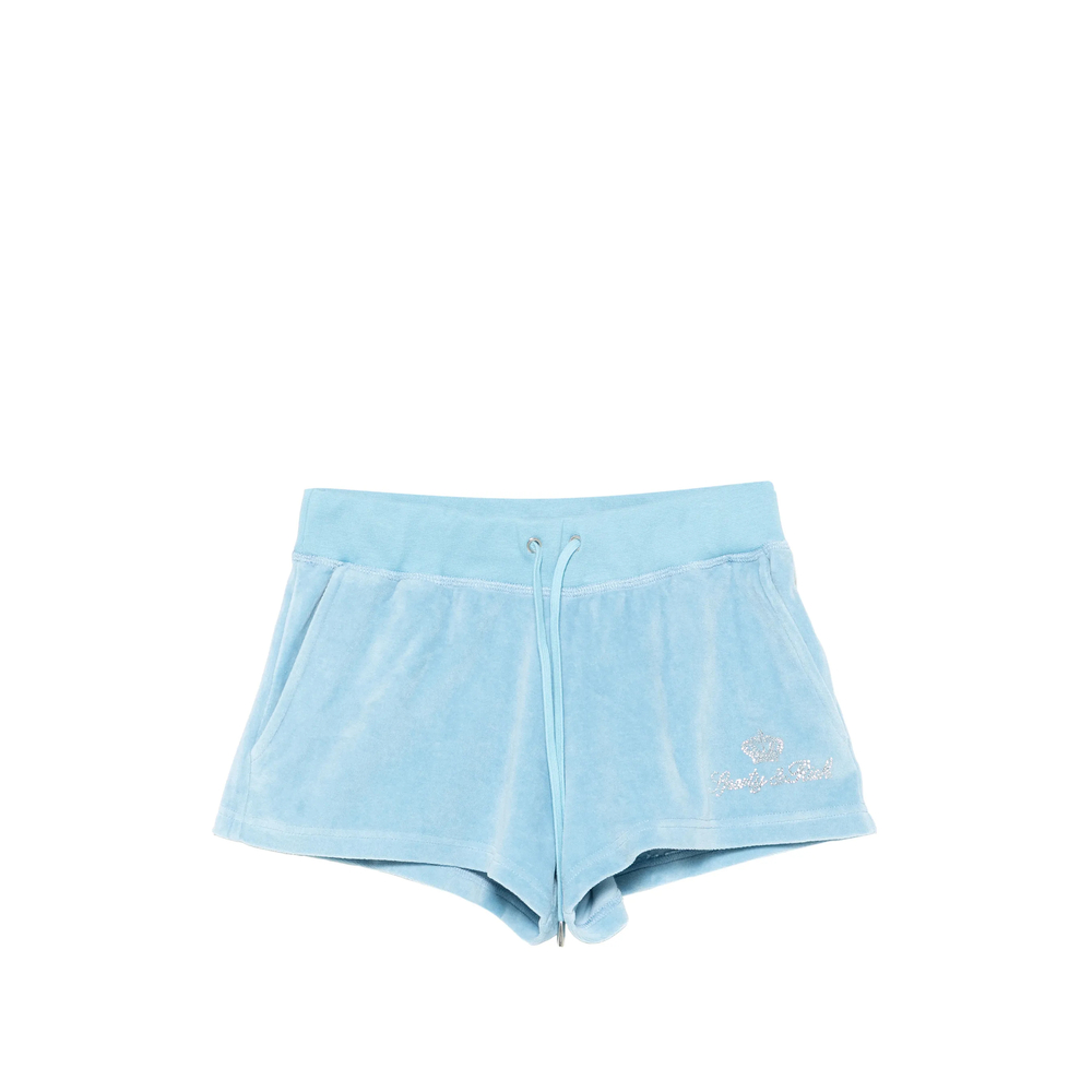 Sporty & Rich X Juicy Couture Rhinestone-logo Velour Shorts