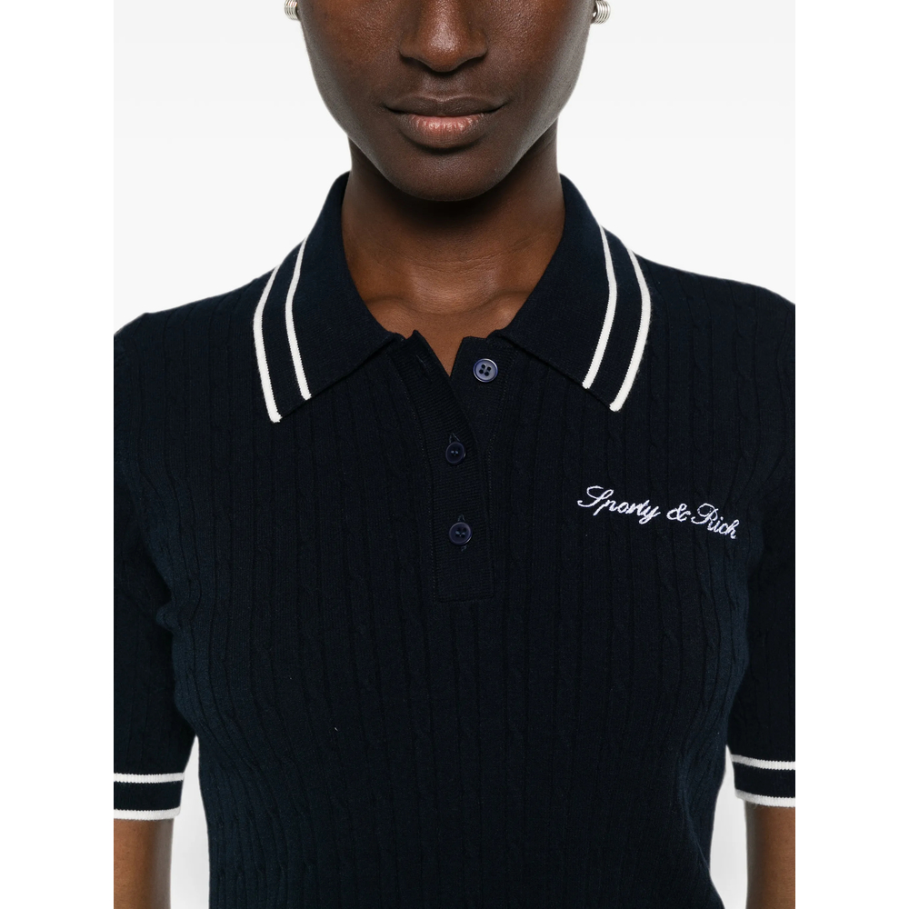 Cable-Knit Logo-Embroidered Polo