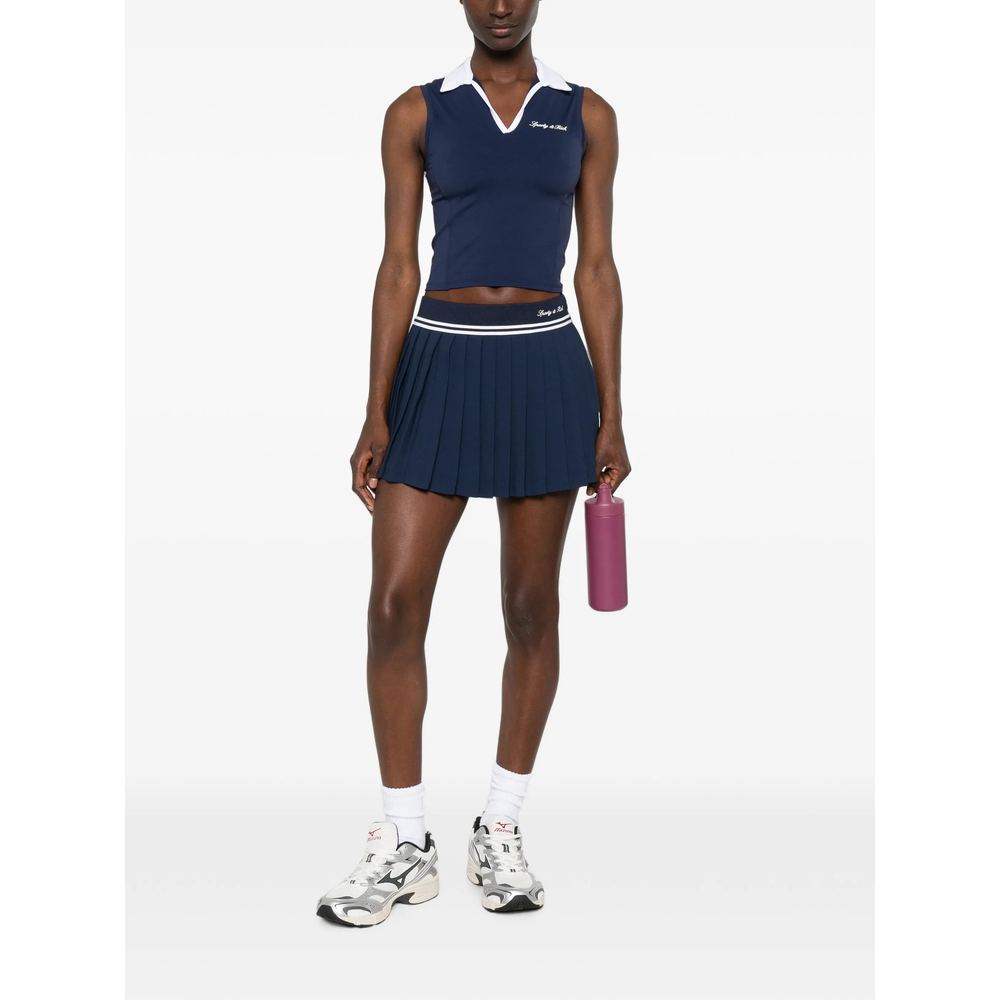 Pleated Logo-Embroidered Performance Skirt