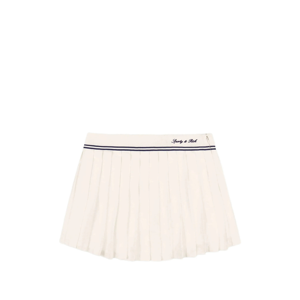 Sporty & Rich Serif Pleated Logo-embroidered Mini Skirt