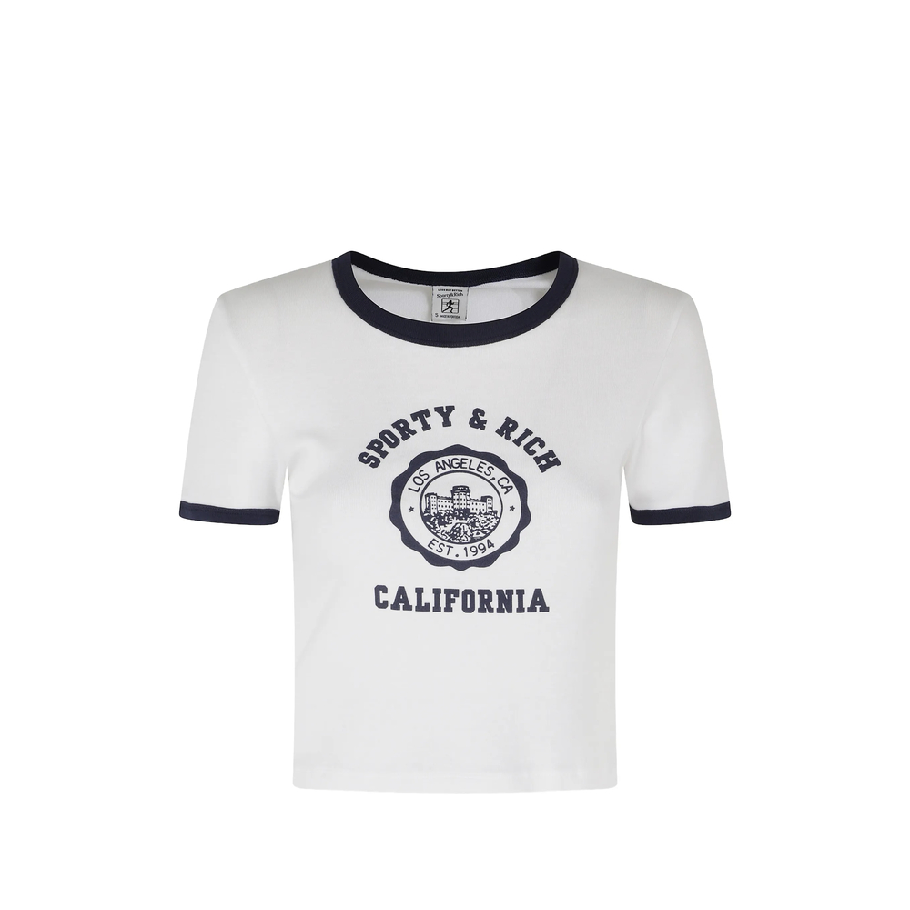 Sporty & Rich Logo-print Ringer T-shirt