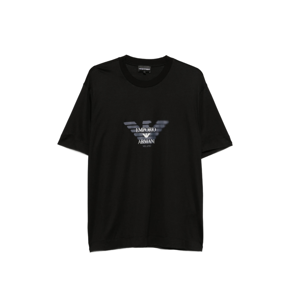 Emporio Armani Lyocell Blend Jersey T-shirt With Graffiti Eagle Logo Print