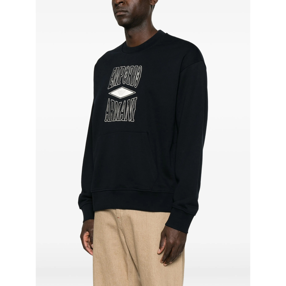 Emporio Armani Logo-Embroidered Zip-Slit Sweater