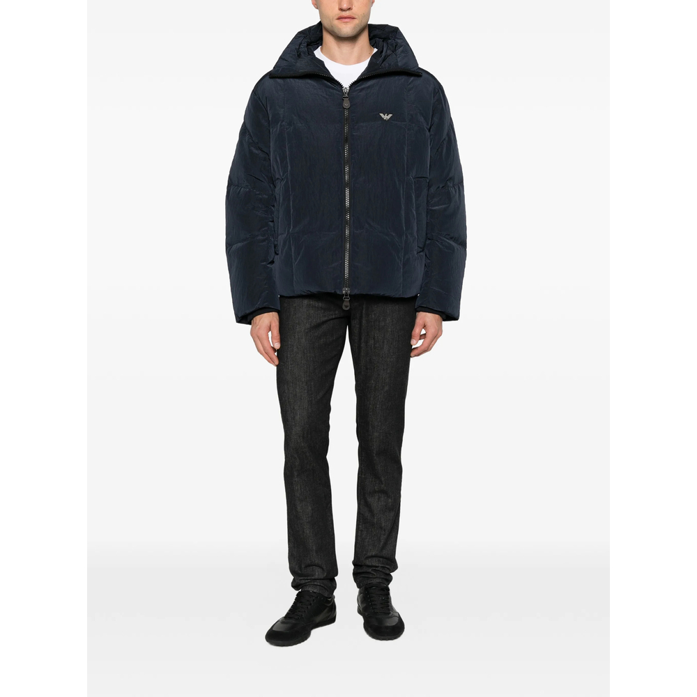 Emporio Armani Logo-Plaque Hooded Jacket