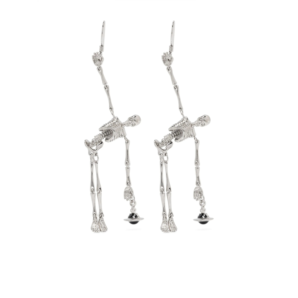 Vivienne Westwood Skeleton Earrings In Silver