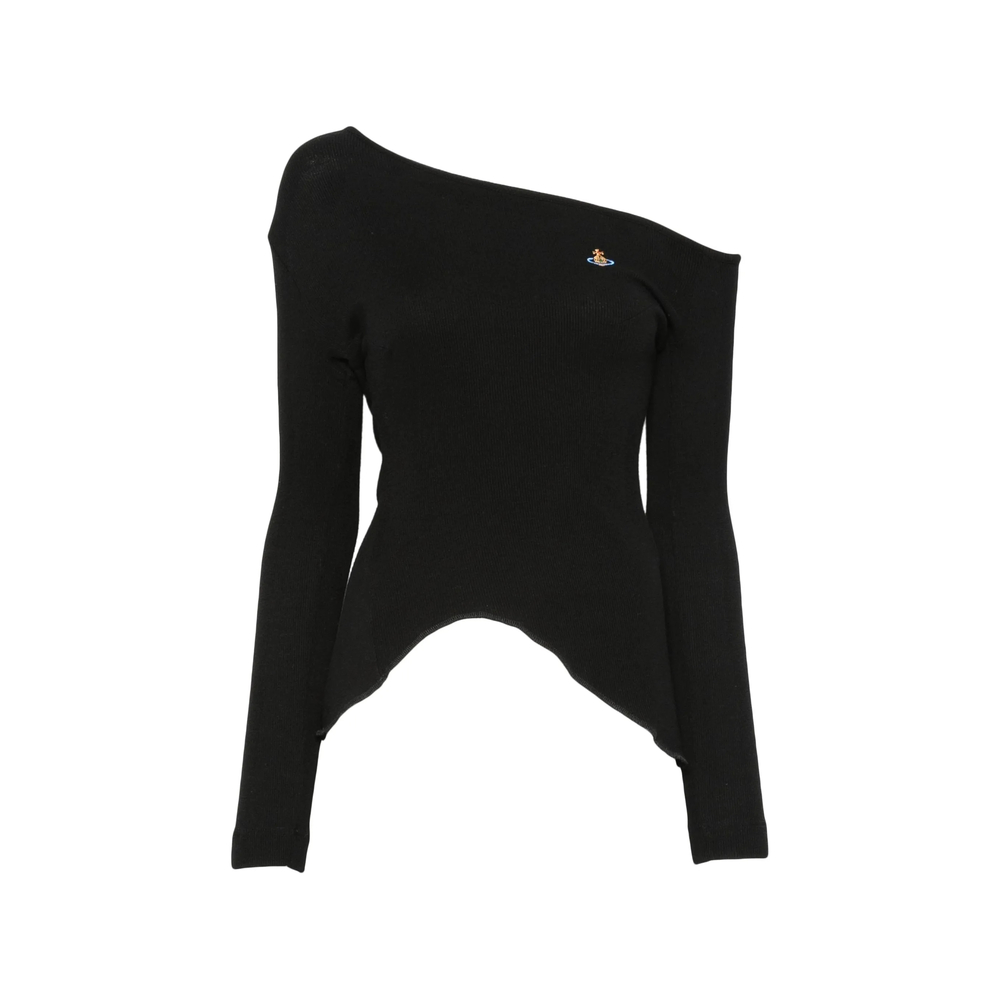 Vivienne Westwood Orb-embroidered Asymmetric-neck Top