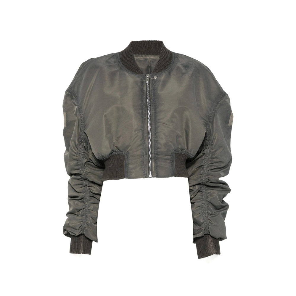 Rick Owens Cropped Ruched-sleeve Bomber Jacket