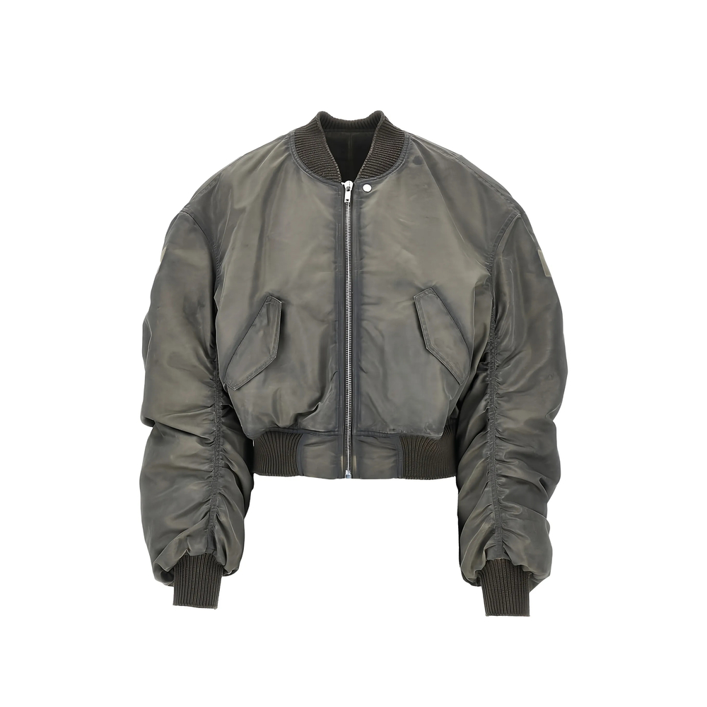 Rick Owens Secchia Flight Cropped Ruched-sleeve Bomber Jacket