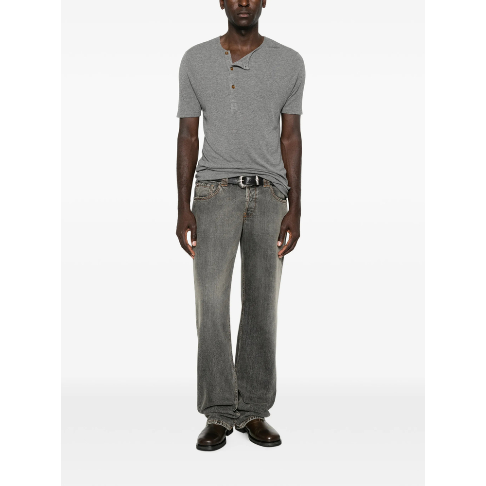 Asymmetric Button-Fastening Sweater