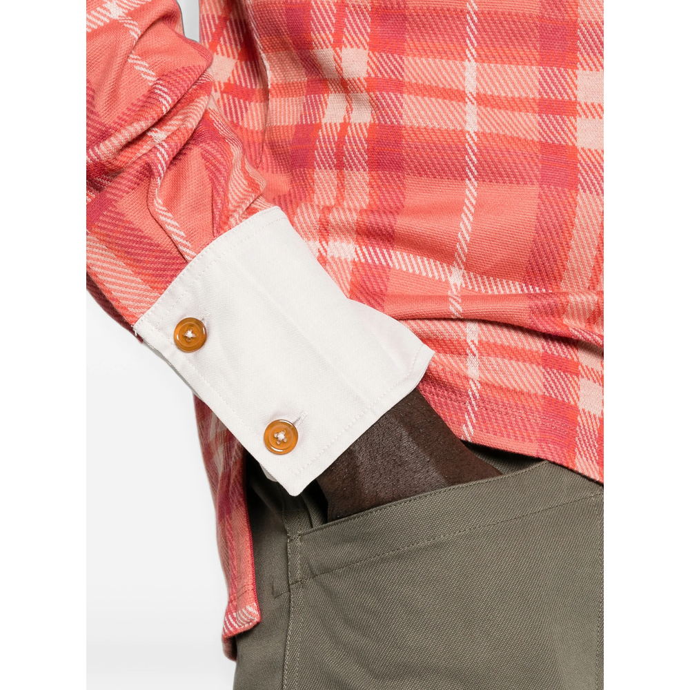 Check-Pattern Long-Sleeve Polo Shirt