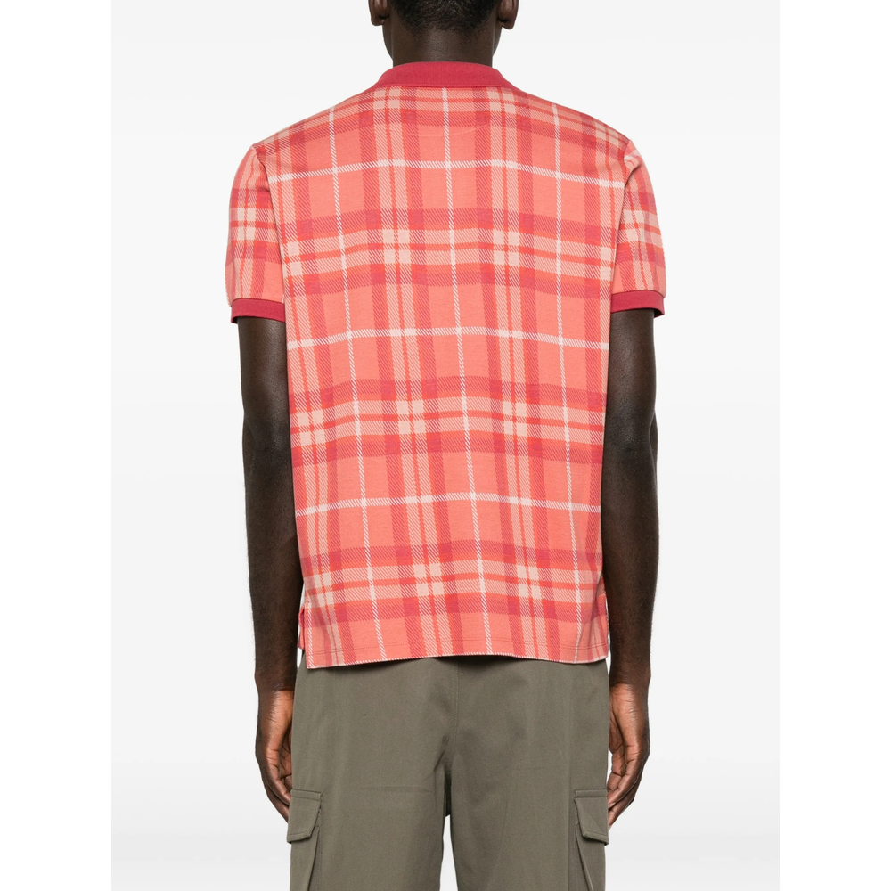 Check-Pattern Orb-Embroidered Polo Shirt
