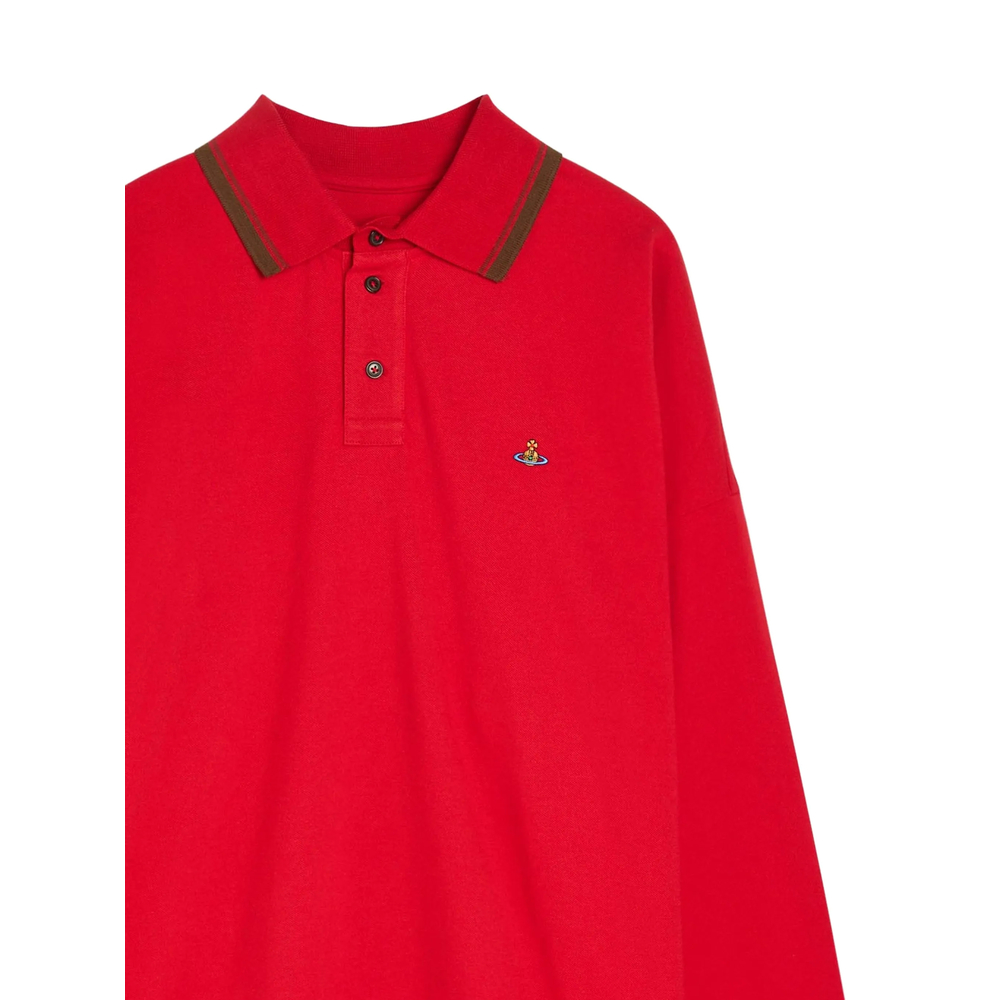 Cotton Long-Sleeve Polo Shirt