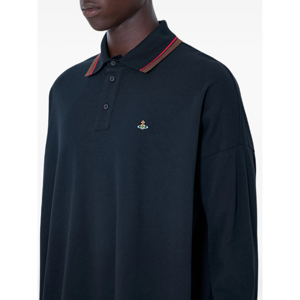 Embroidered Long-Sleeve Polo Shirt