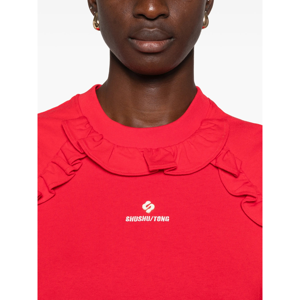 Shushu/Tong Ruffled Logo-Embroidered T-Shirt