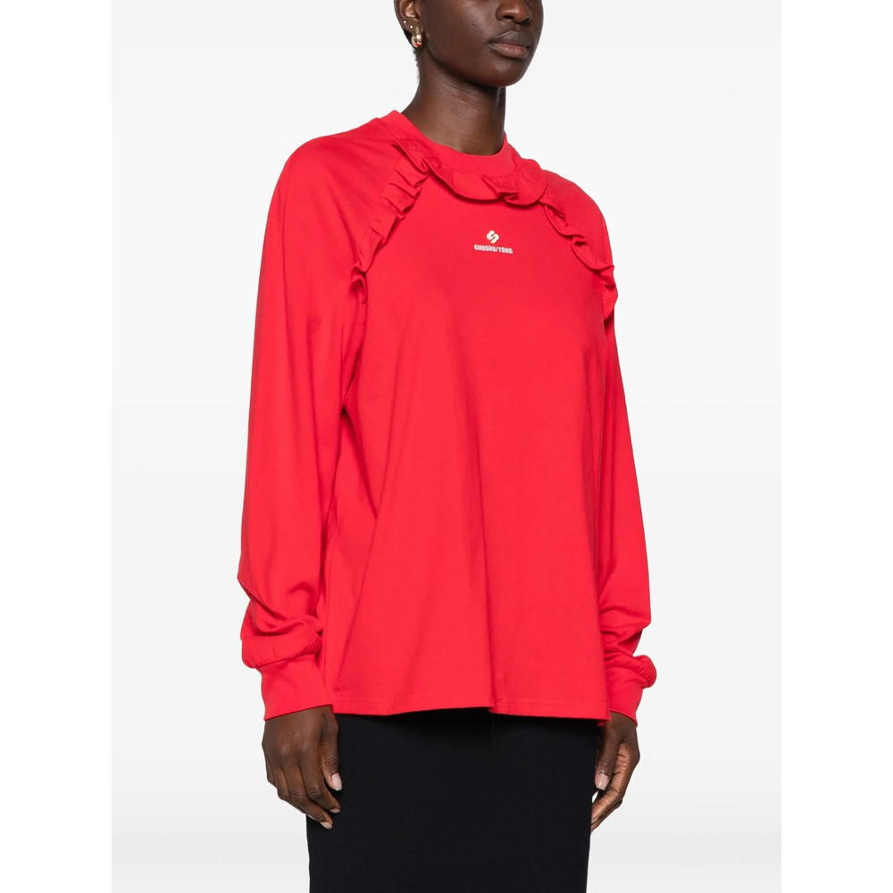 Shushu/Tong Ruffled Logo-Embroidered T-Shirt