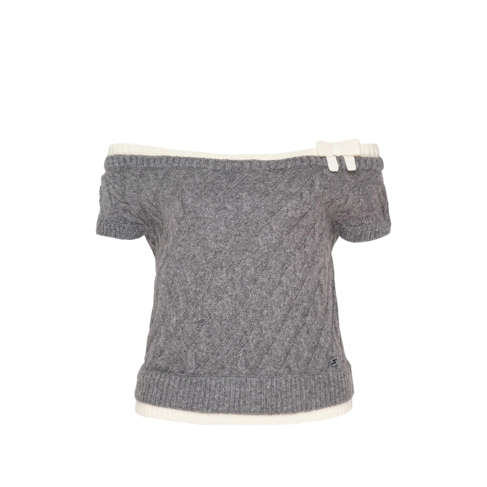 Shushu/tong Cable-knit Bow-detail Top