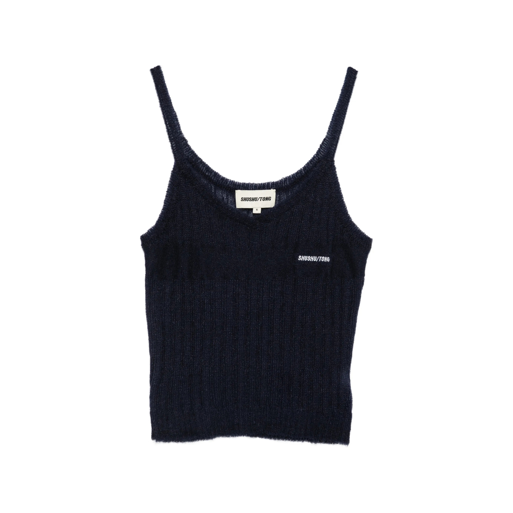 Shushu/Tong Ribbed Logo-Embroidered Top