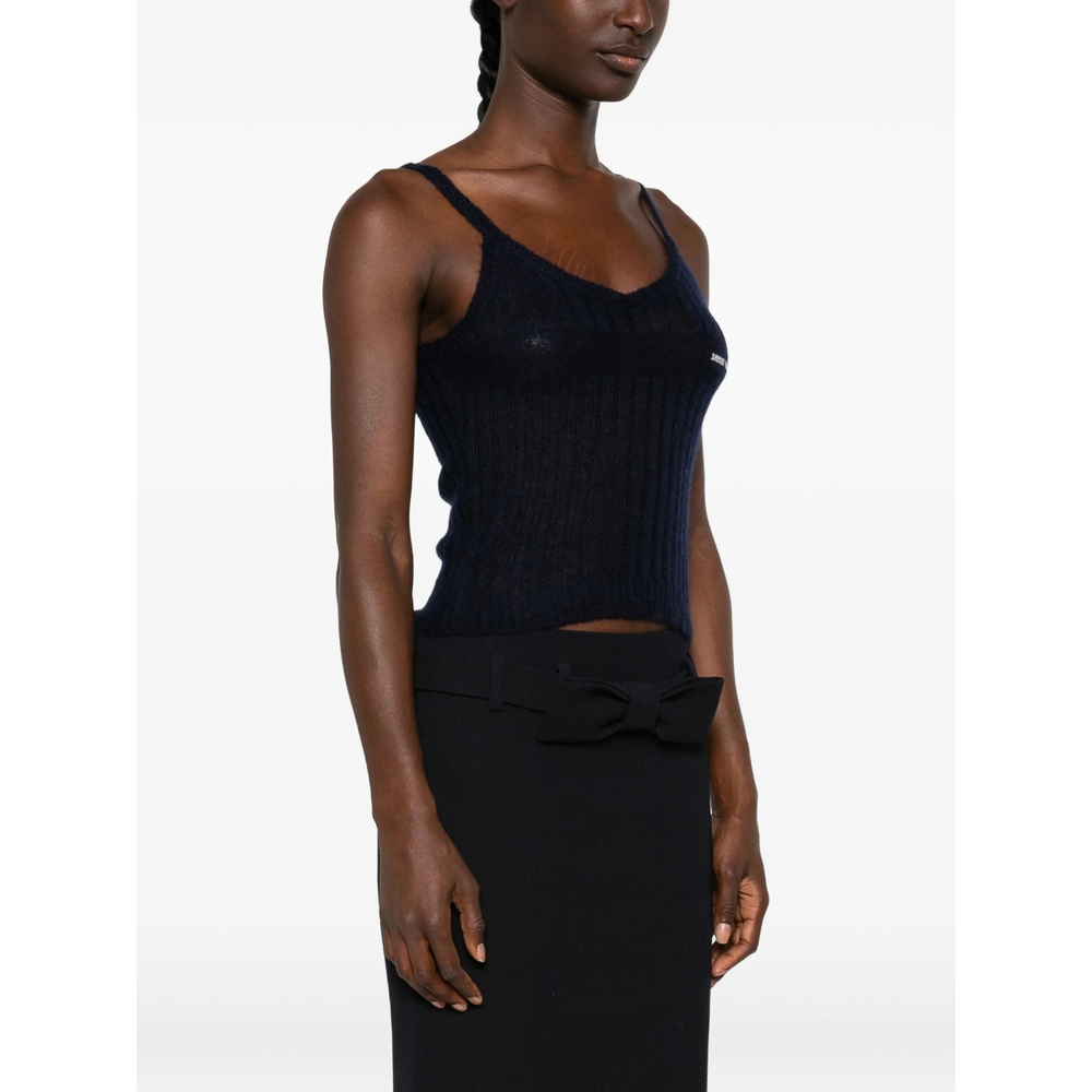 Shushu/Tong Ribbed Logo-Embroidered Top