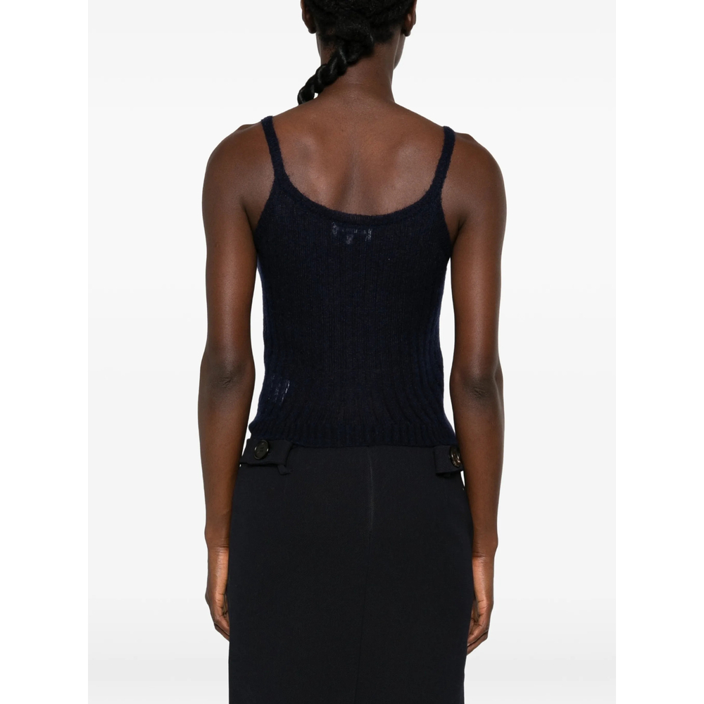 Shushu/Tong Ribbed Logo-Embroidered Top