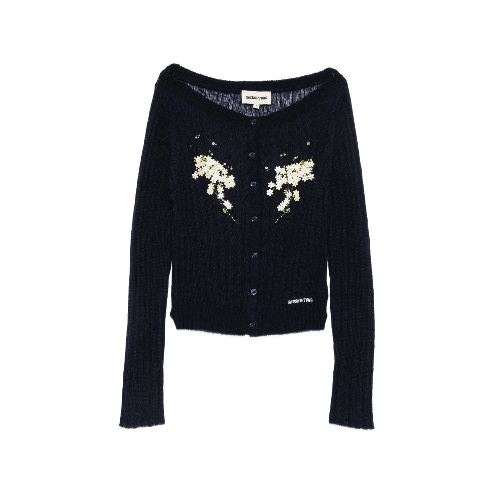 Shushu/tong Beaded Floral-embellished Cardigan