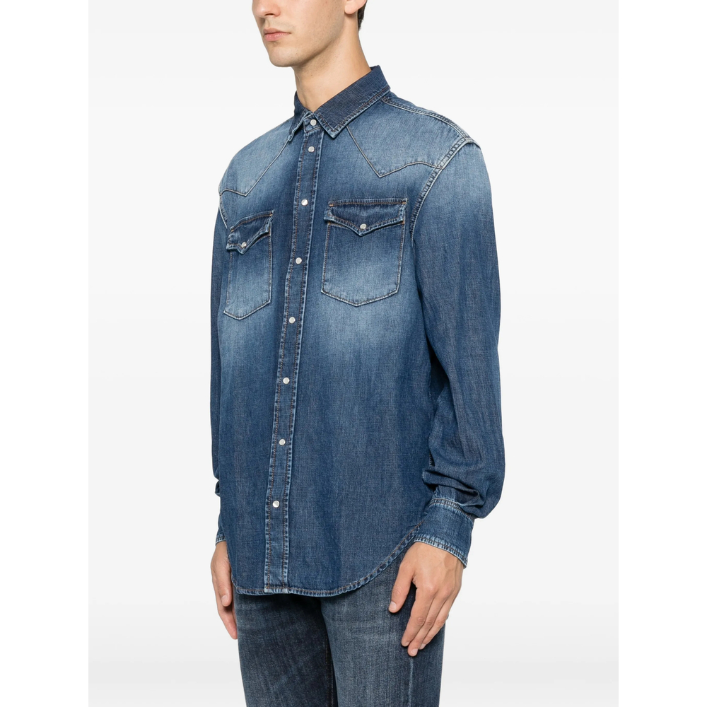 Faded-Effect Western-Yoke Shirt