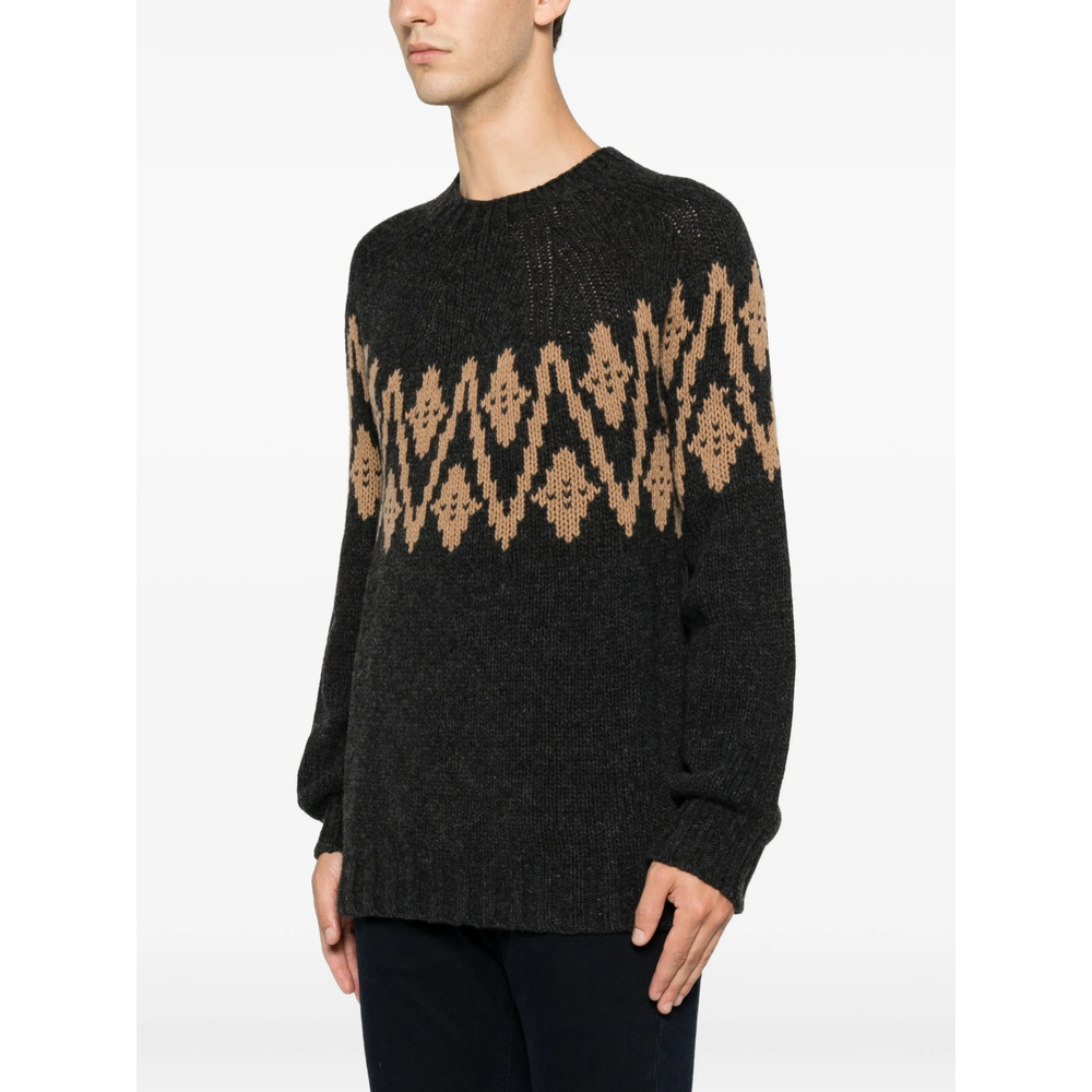 Intarsia-Knit Raglan-Sleeve Sweater