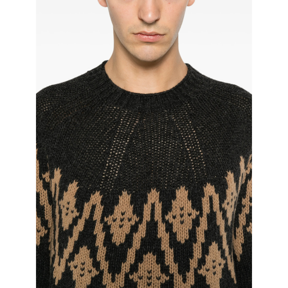 Intarsia-Knit Raglan-Sleeve Sweater