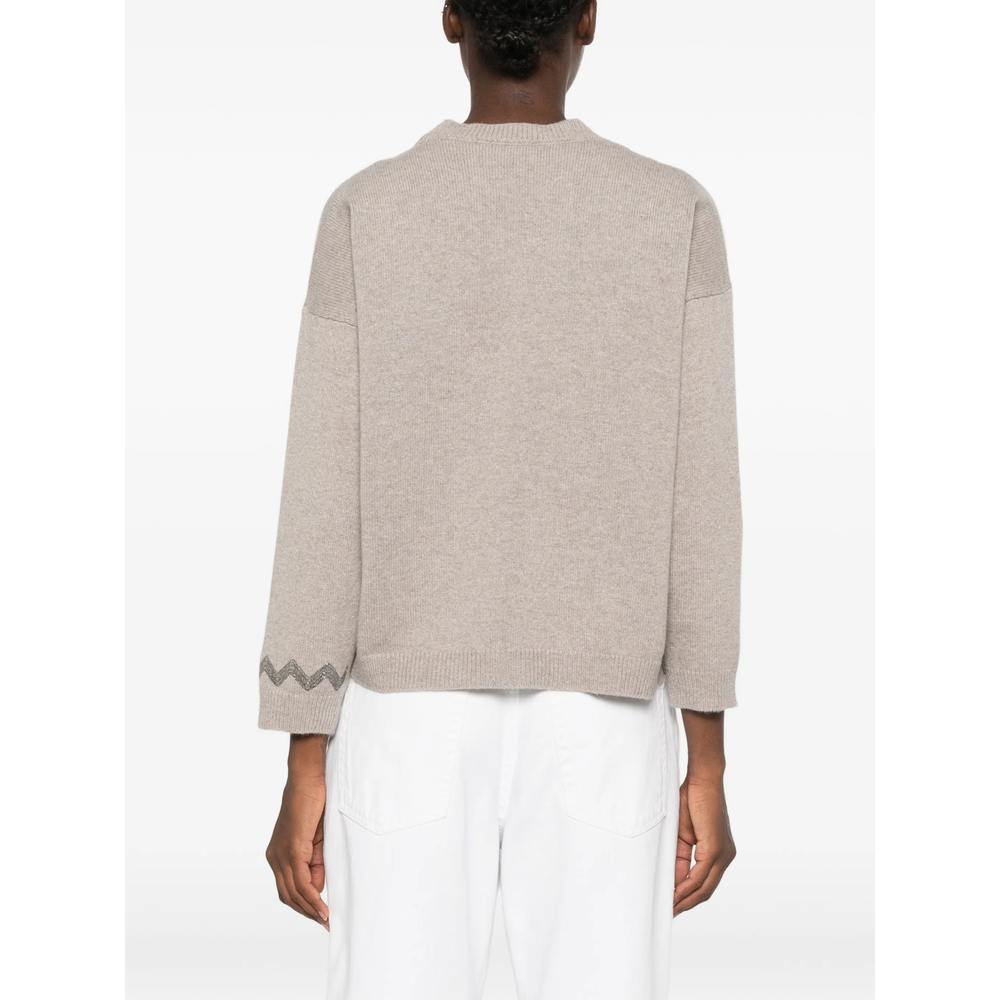 Bead-Embellished Drop-Shoulder Sweater