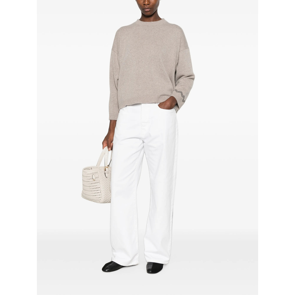 Bead-Embellished Drop-Shoulder Sweater