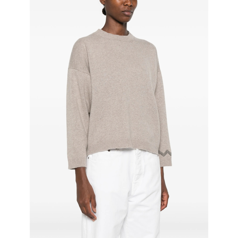 Bead-Embellished Drop-Shoulder Sweater