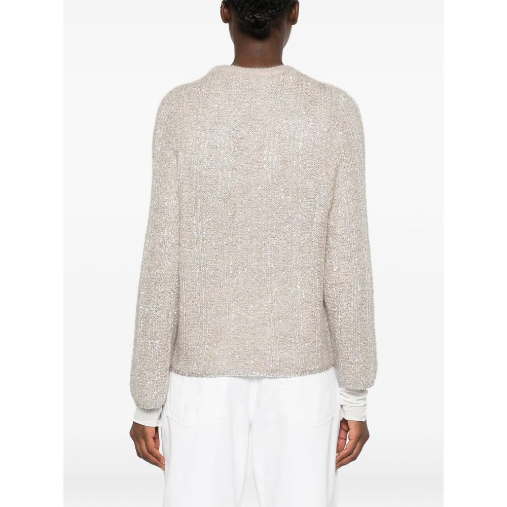 Sequin-Embellished Ribbed-Knit Sweater
