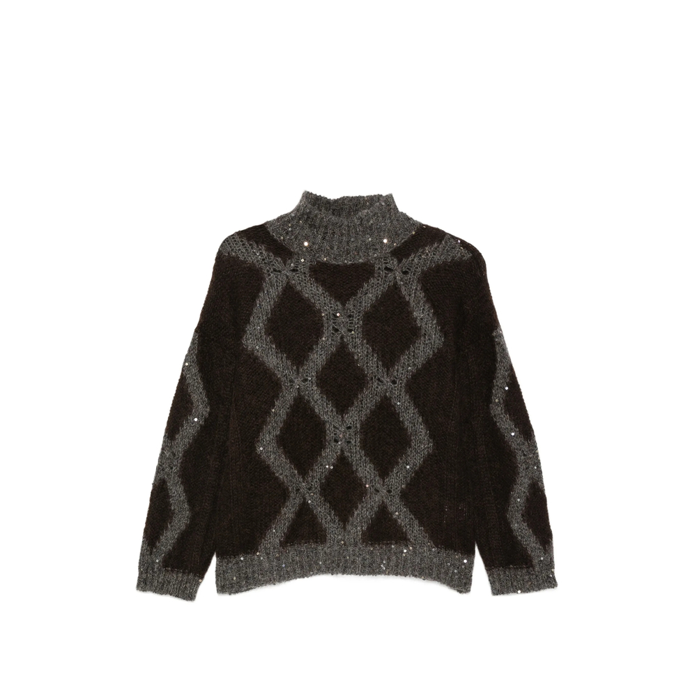 Panicale Cashmere Argyle-knit Sequin-embellished Sweater