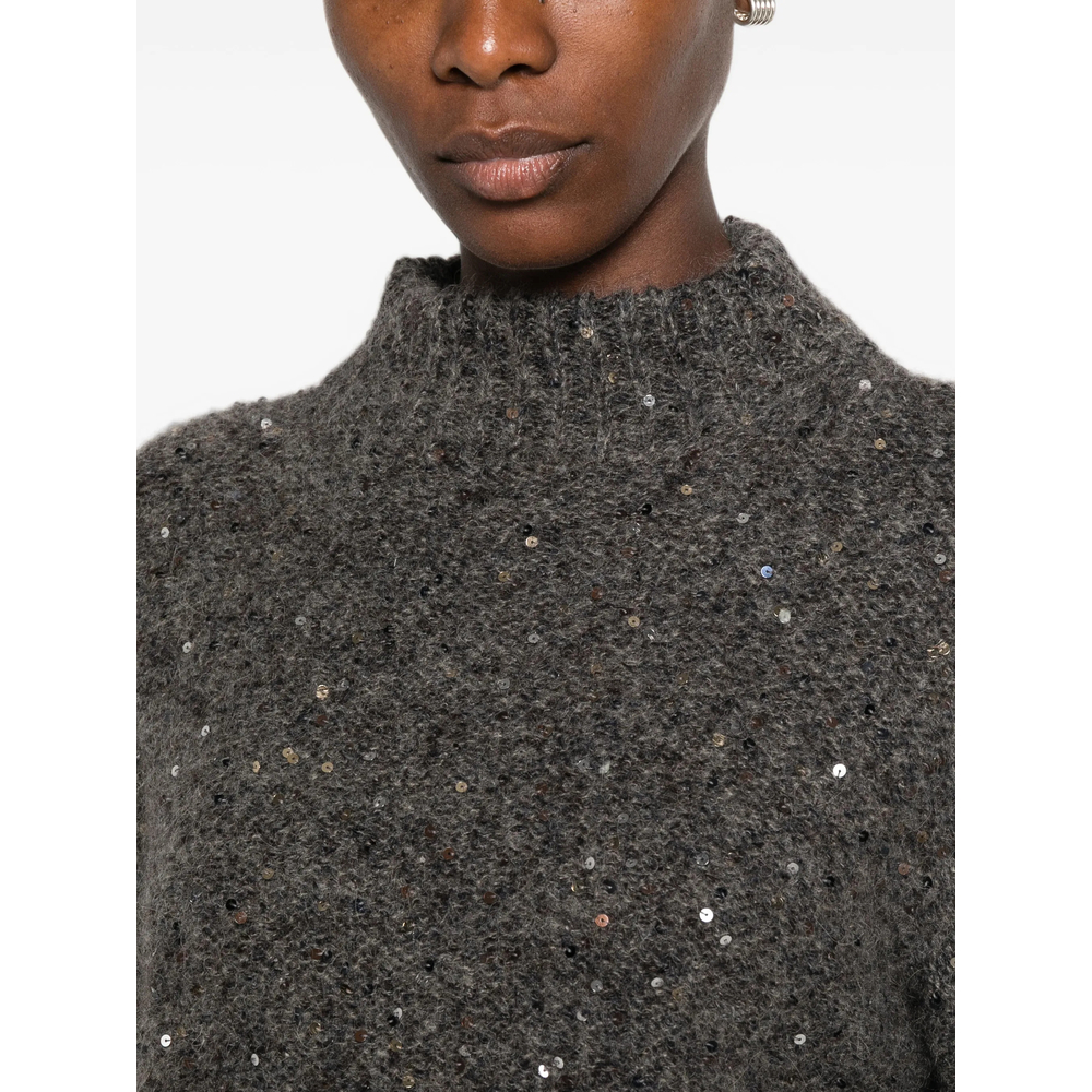 Sequin-Embellished High-Neck Sweater