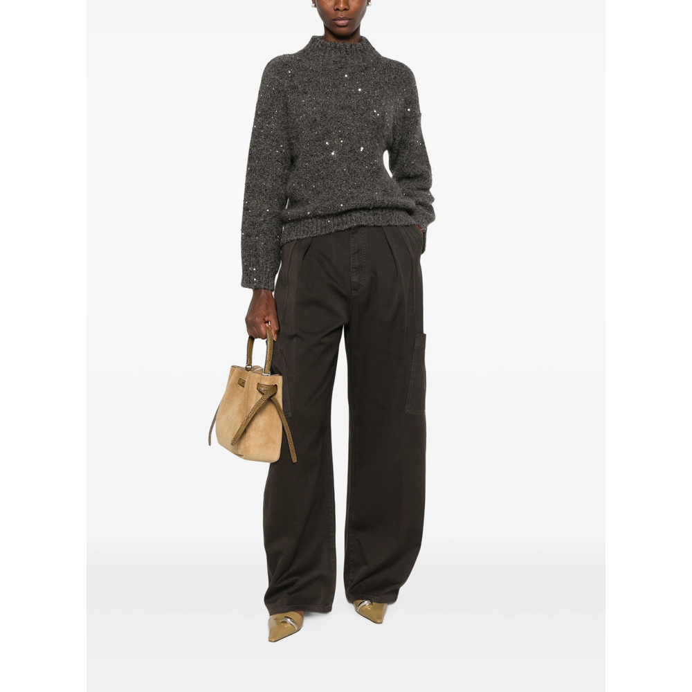 Sequin-Embellished High-Neck Sweater