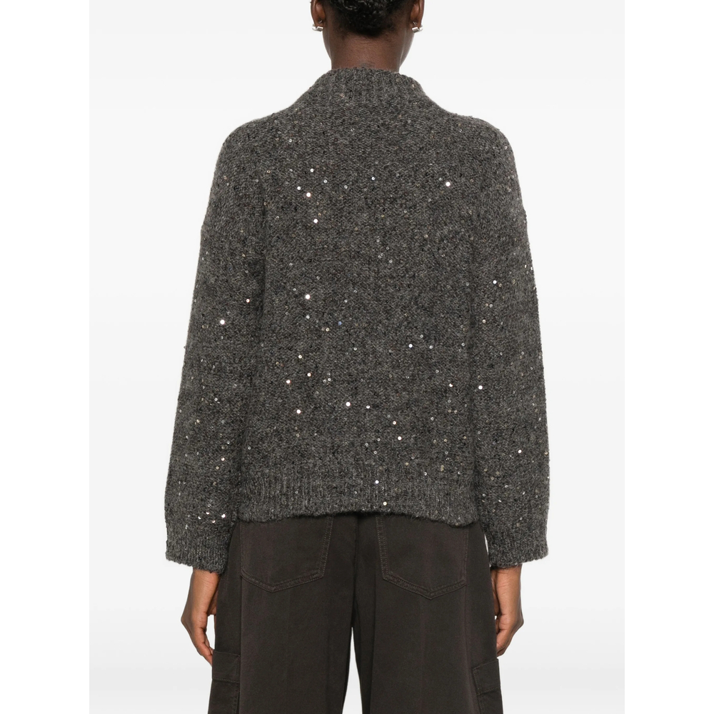 Sequin-Embellished High-Neck Sweater