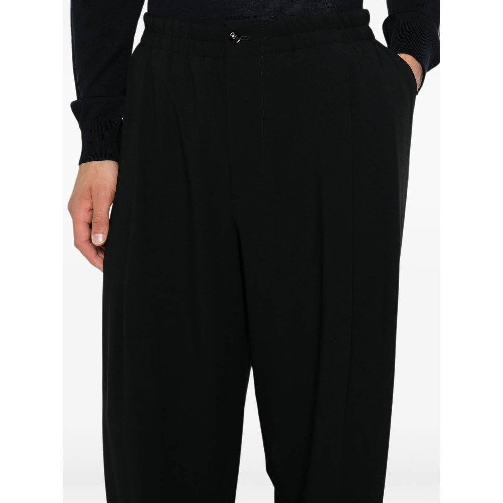 Elasticated-Waistband Straight-Leg Trousers
