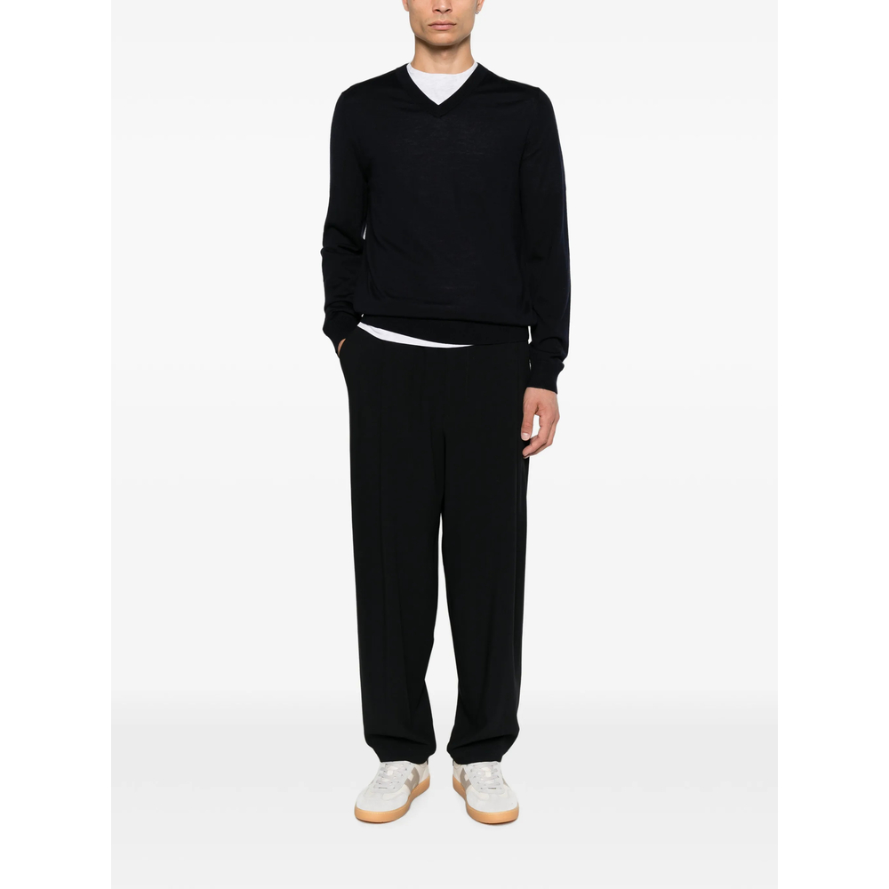 Elasticated-Waistband Straight-Leg Trousers