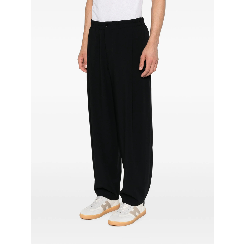 Elasticated-Waistband Straight-Leg Trousers