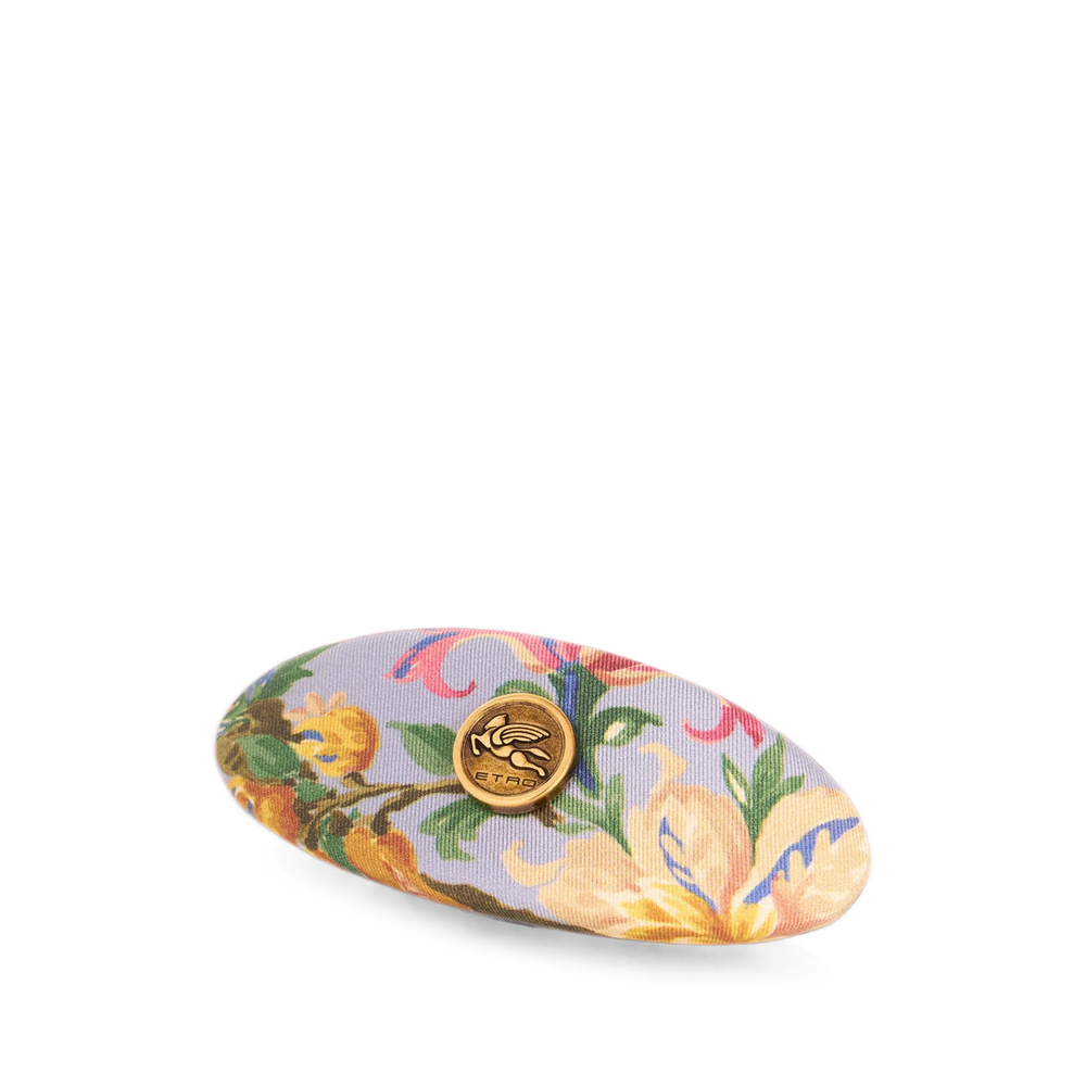 Etro Silk Hair Clip With Floral Motif In White