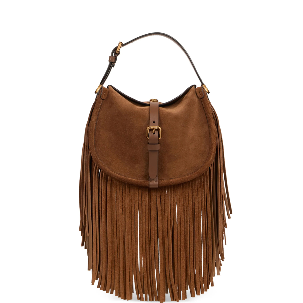 Etro Small Suede Pony Bag With Fringes