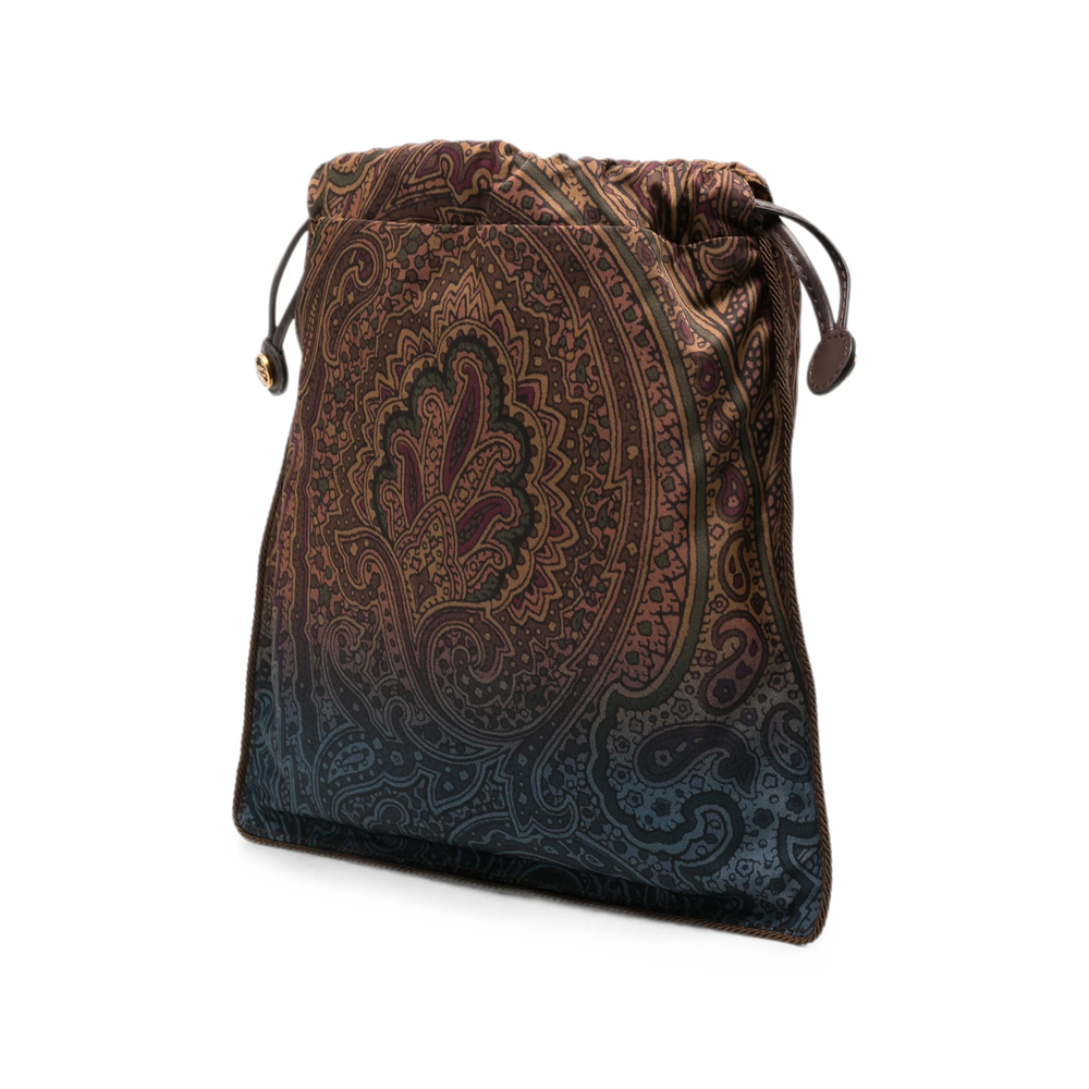 Paisley-Print Drawstring Tote Bag