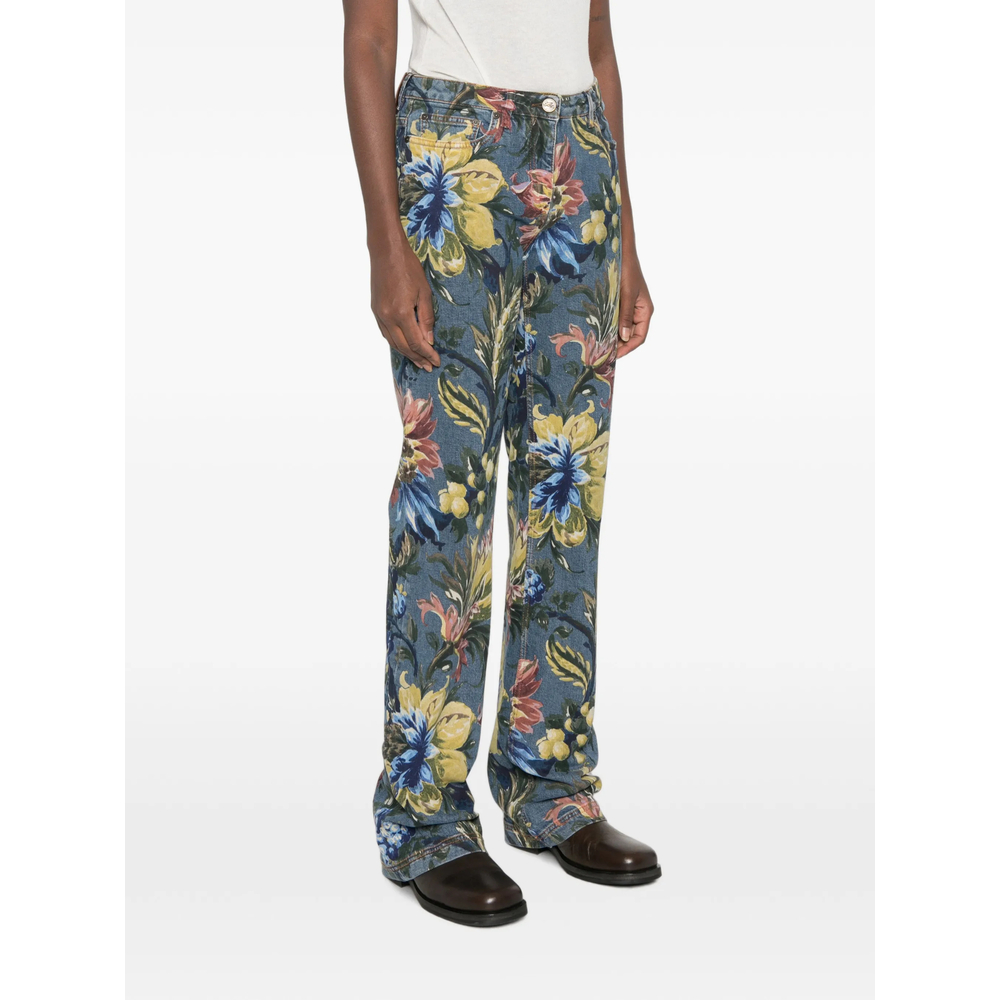 Floral-Print Jeans