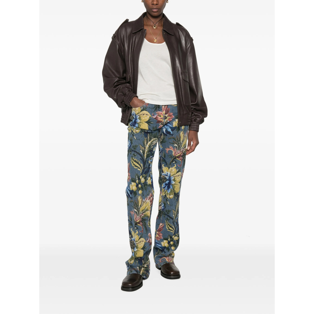 Floral-Print Jeans