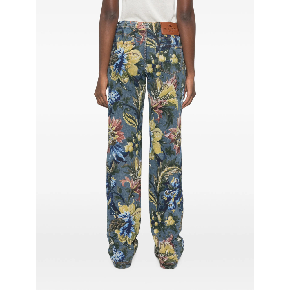 Floral-Print Jeans