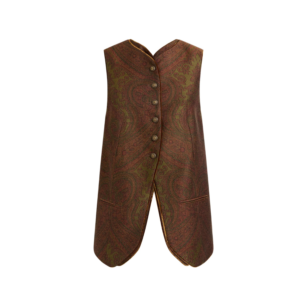 Wool-Blend Jacquard Waistcoat With Paisley Motif