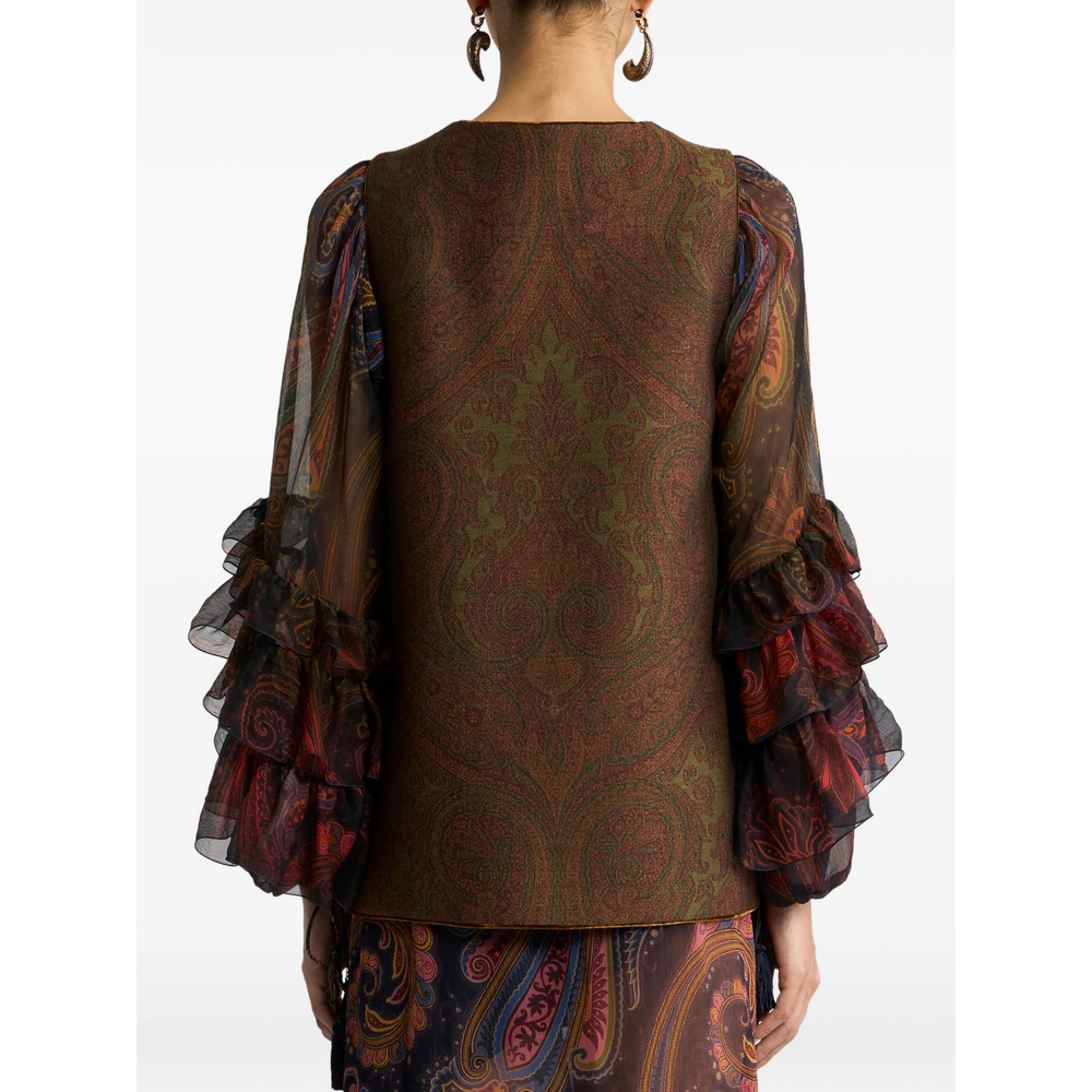 Wool-Blend Jacquard Waistcoat With Paisley Motif