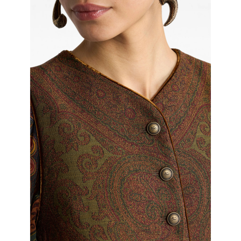 Wool-Blend Jacquard Waistcoat With Paisley Motif
