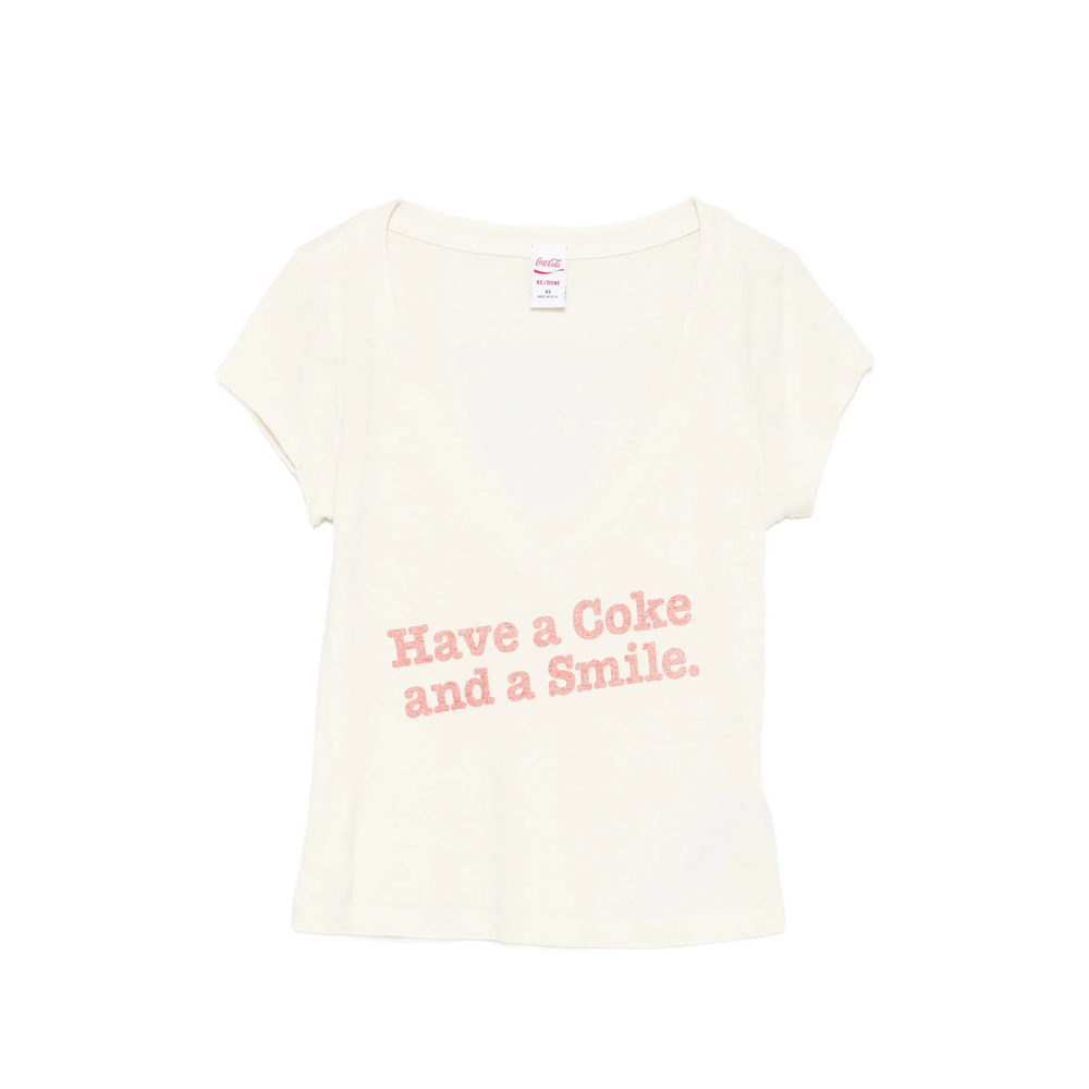 Re/done X Coca Cola Slogan-print V-neck T-shirt